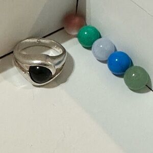 Elegant Silver Ring with Black Stone